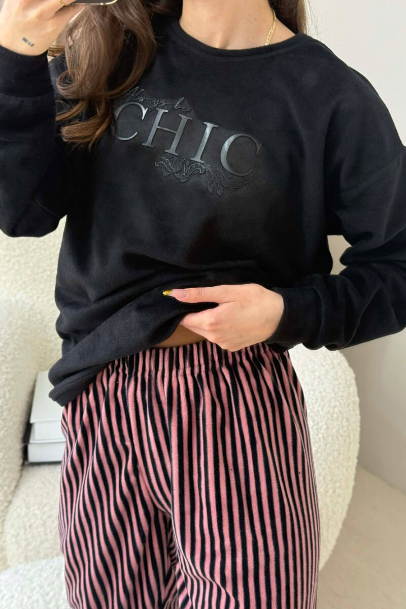 CHIC FRONT WRITTING WOMEN PYJAMAS BLACK/ E ZEZE - 5