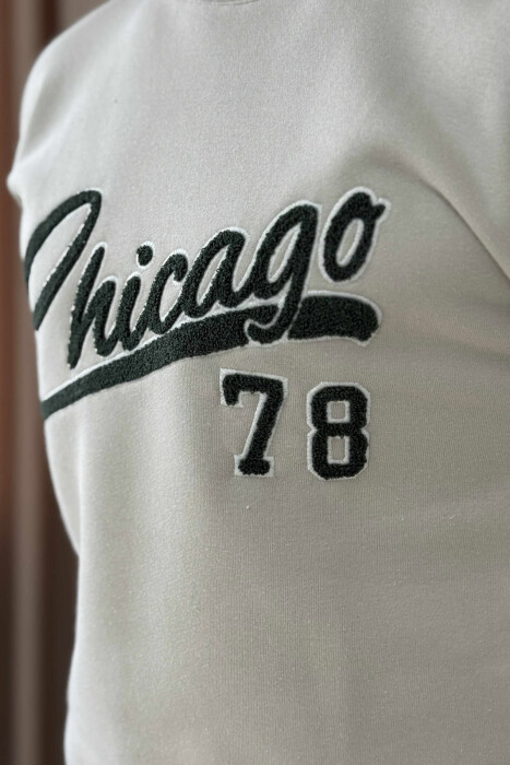 CHICAGO FRONT WRITTING FLUFFY MEN SWEATSHIRT GREY/GRI - 3