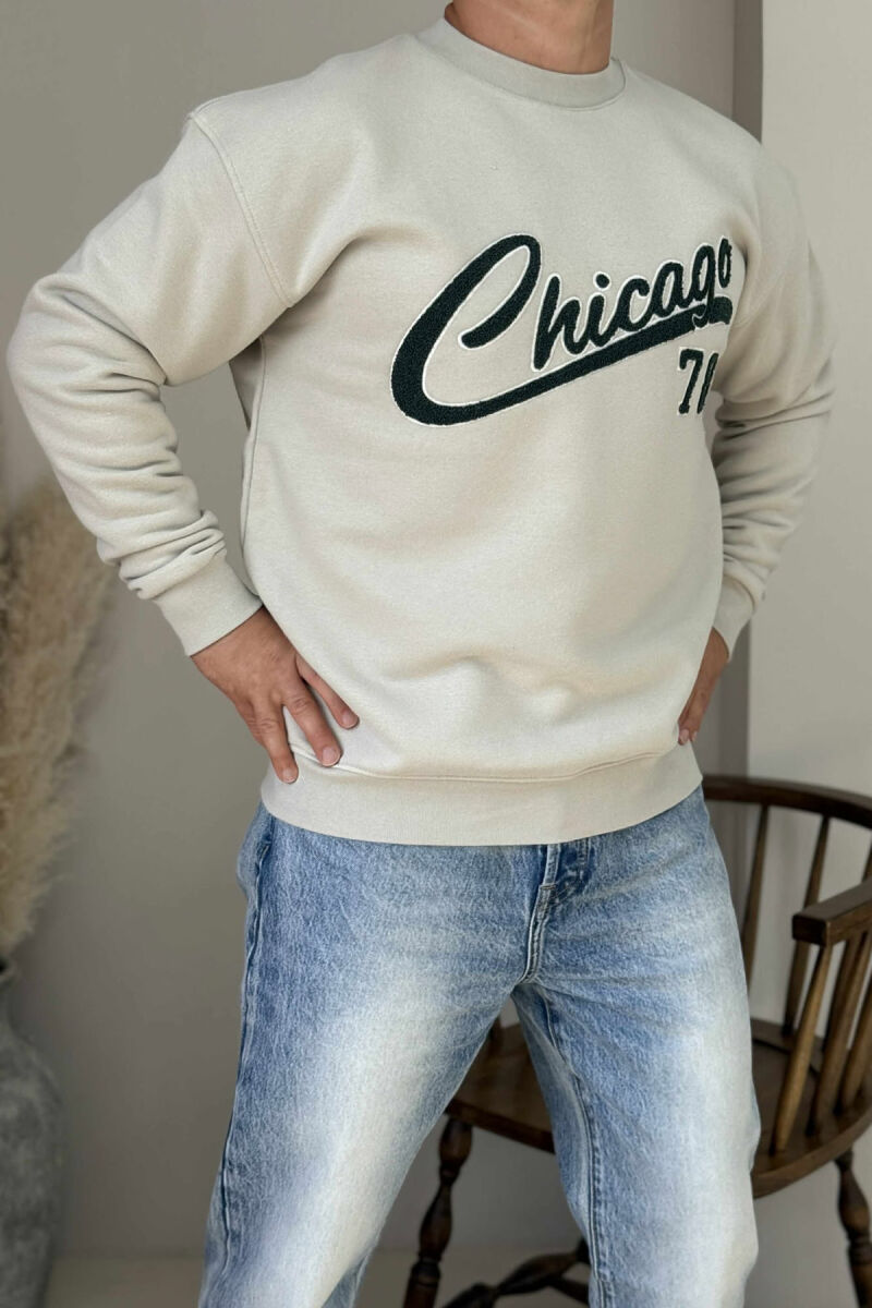 CHICAGO FRONT WRITTING FLUFFY MEN SWEATSHIRT GREY/GRI - 5