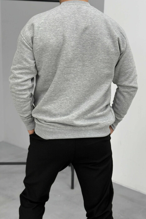 CHICAGO FRONT WRITTING FLUFFY MEN SWEATSHIRT LIGHT GREY/GZ - 3