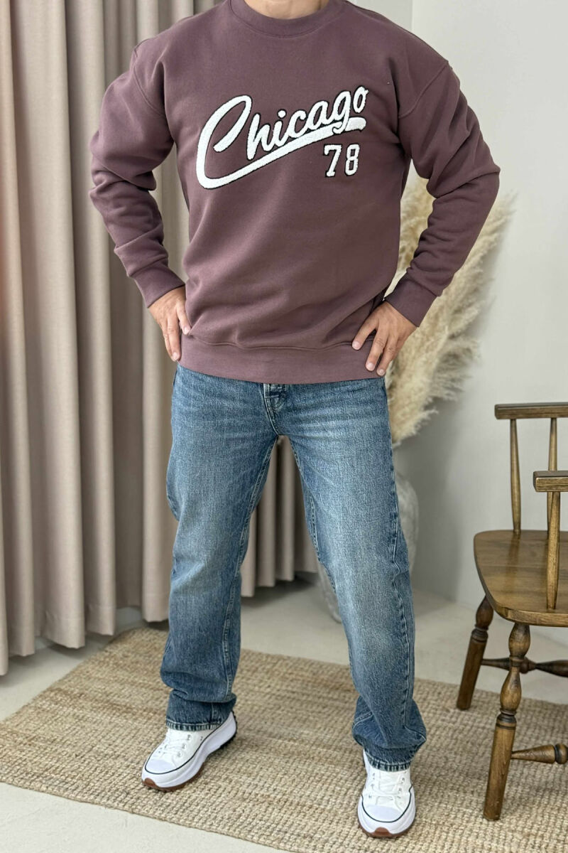 CHICAGO FRONT WRITTING FLUFFY MEN SWEATSHIRT VINEGAR/UTHULL - 1