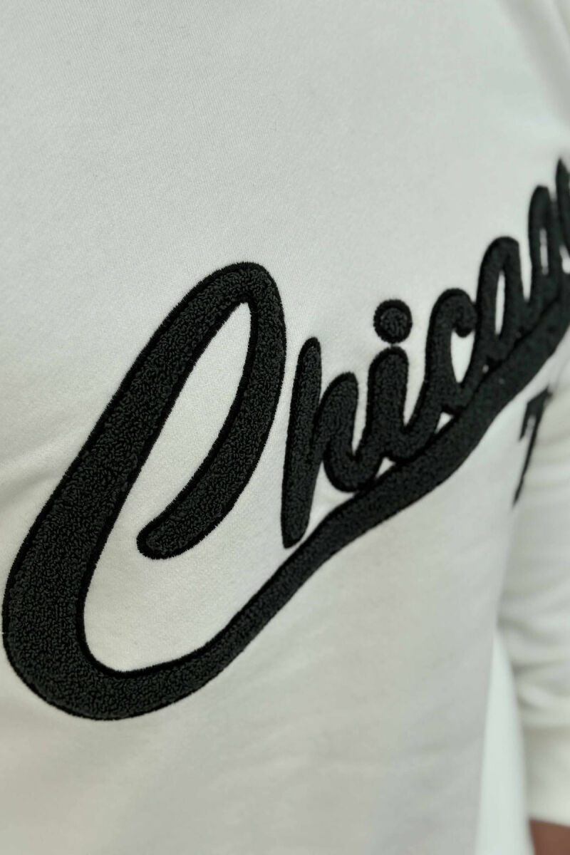 CHICAGO FRONT WRITTING FLUFFY MEN SWEATSHIRT WHITE-E BARDHE - 6