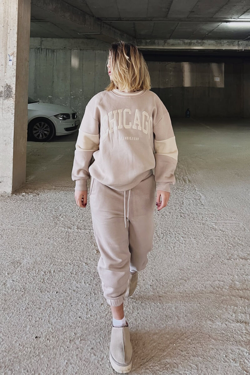 CHICAGO SWEATSHIRT+JOGGERS WOMEN FLUFFY SET BEIGE/BEZHE - 1