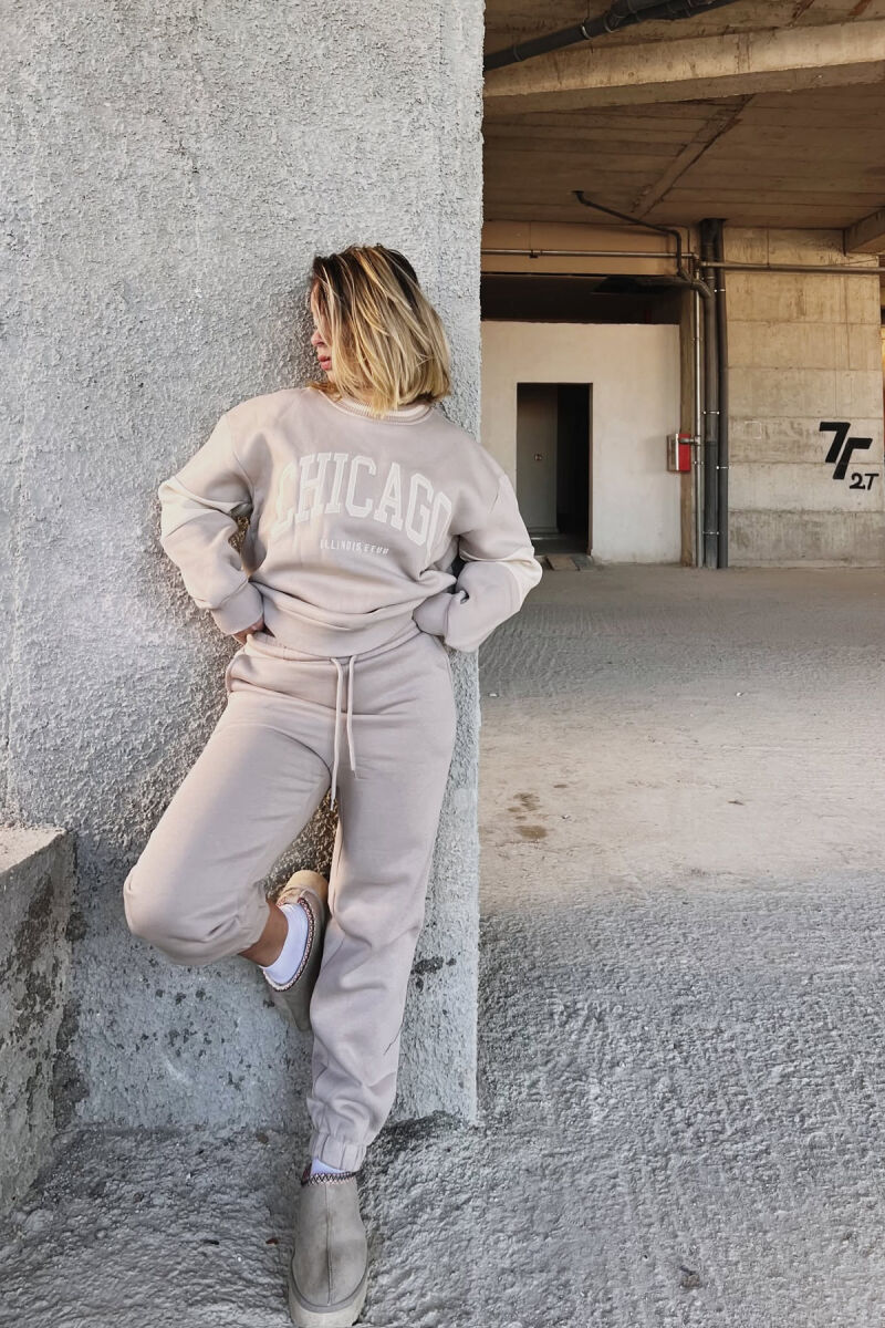 CHICAGO SWEATSHIRT+JOGGERS WOMEN FLUFFY SET BEIGE/BEZHE - 2