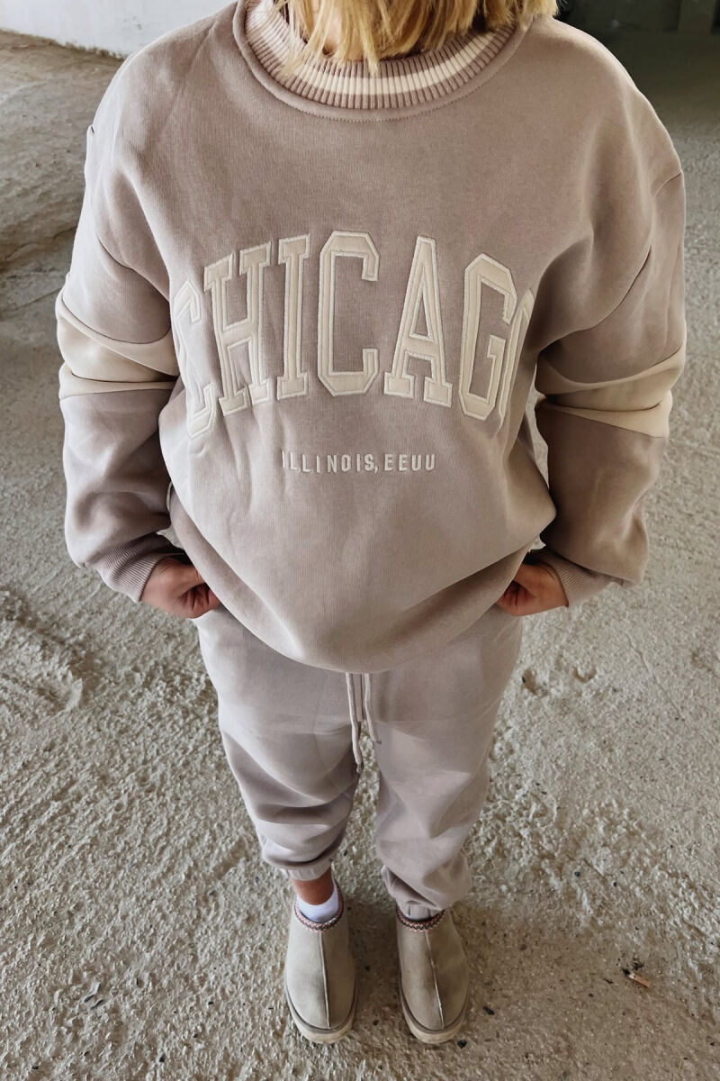 CHICAGO SWEATSHIRT+JOGGERS WOMEN FLUFFY SET BEIGE/BEZHE - 3