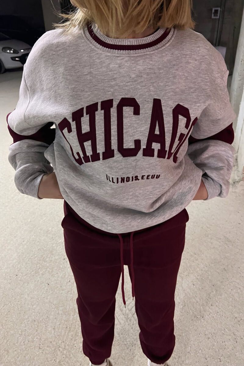 CHICAGO SWEATSHIRT+JOGGERS WOMEN FLUFFY SET LIGHT GREY/GZ - 2