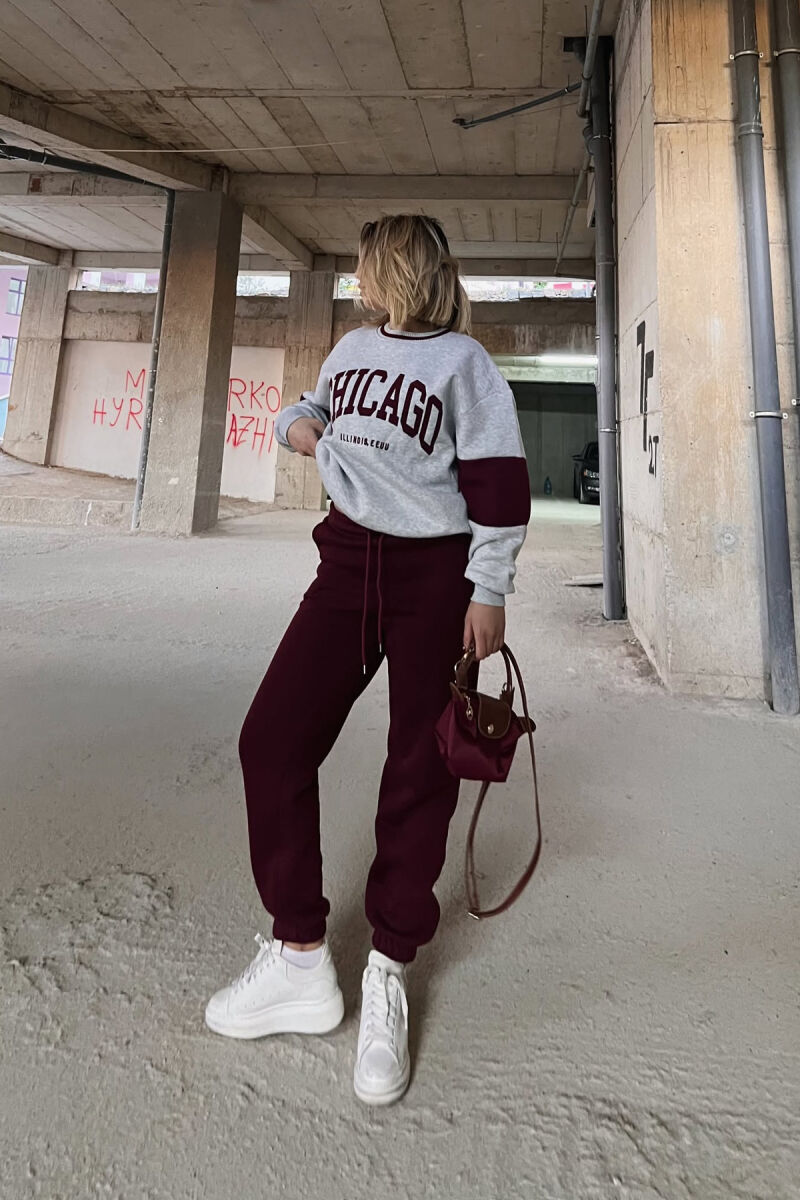 CHICAGO SWEATSHIRT+JOGGERS WOMEN FLUFFY SET LIGHT GREY/GZ - 3