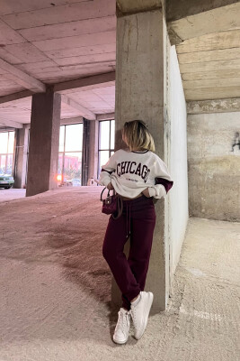 CHICAGO SWEATSHIRT+JOGGERS WOMEN FLUFFY SET WHITE-E BARDHE 