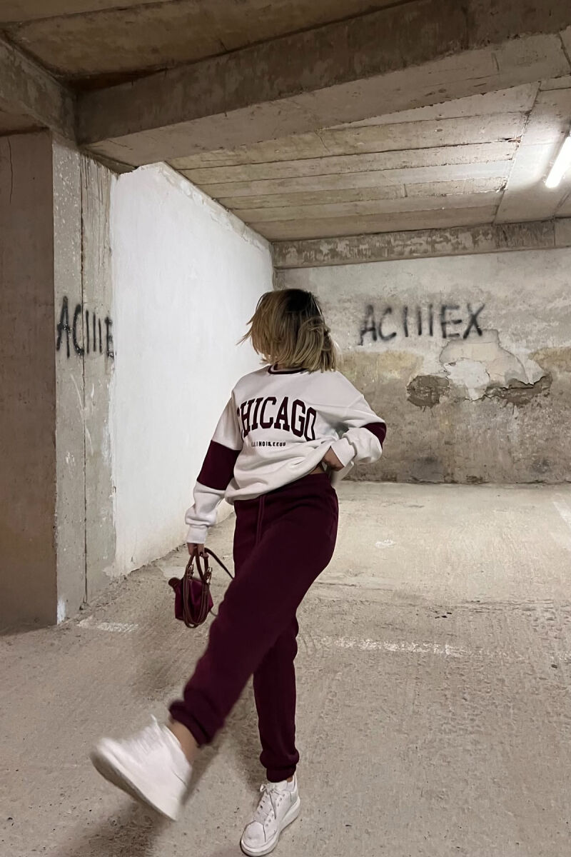 CHICAGO SWEATSHIRT+JOGGERS WOMEN FLUFFY SET WHITE-E BARDHE - 2