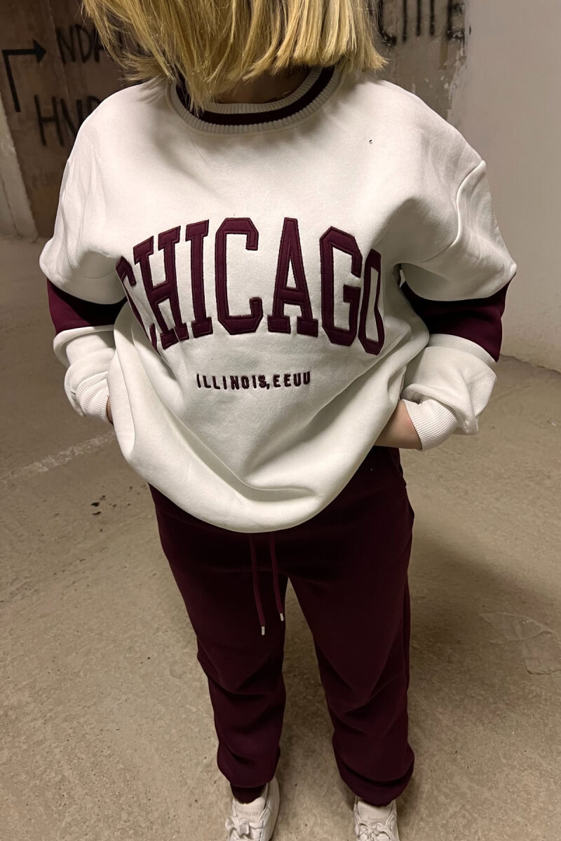 CHICAGO SWEATSHIRT+JOGGERS WOMEN FLUFFY SET WHITE-E BARDHE - 3