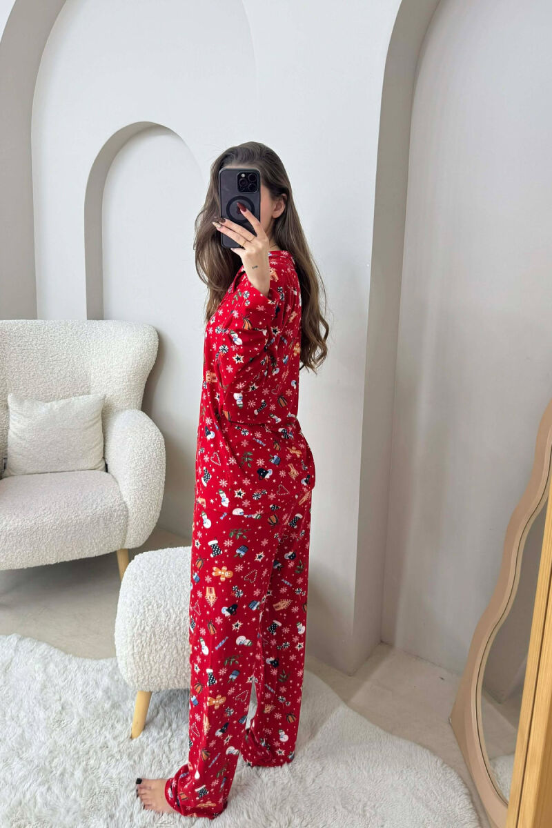 CHRISTMAS DESIGN SHIRT+SWEATPANTS WOMEN PYJAMAS RED/E KUQE - 2