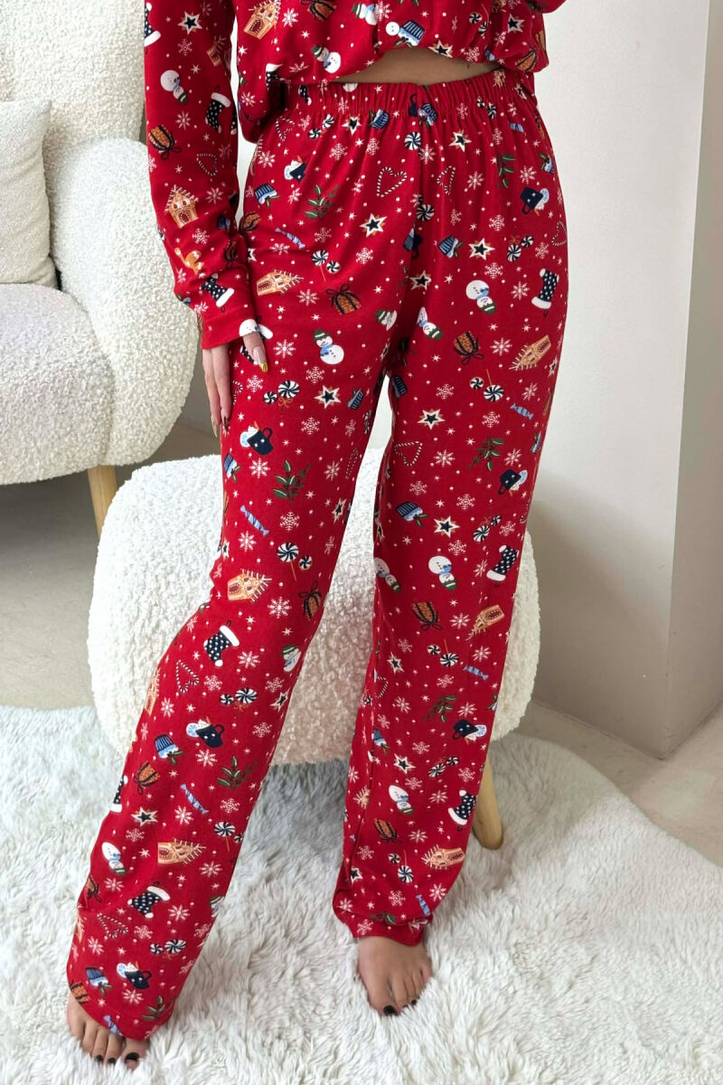 CHRISTMAS DESIGN SHIRT+SWEATPANTS WOMEN PYJAMAS RED/E KUQE - 4