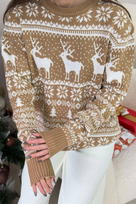 CHRISTMAS DESIGN UNISEX SWEATER BEIGE/BEZHE - 3