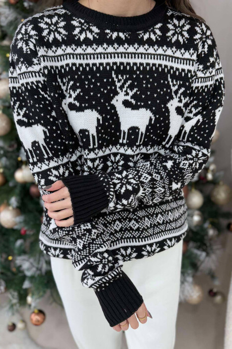 CHRISTMAS DESIGN UNISEX SWEATER BLACK/ E ZEZE - 1