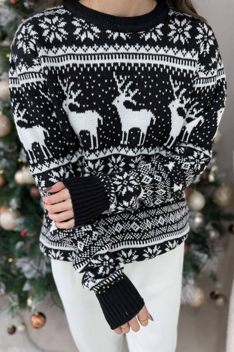 CHRISTMAS DESIGN UNISEX SWEATER BLACK/ E ZEZE - 1