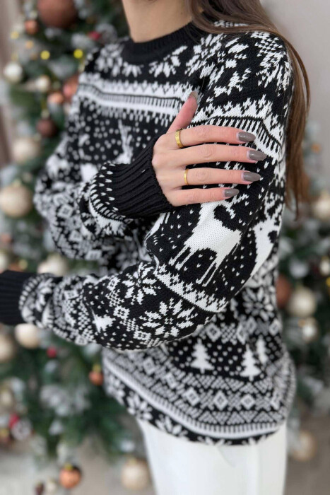 CHRISTMAS DESIGN UNISEX SWEATER BLACK/ E ZEZE - 3