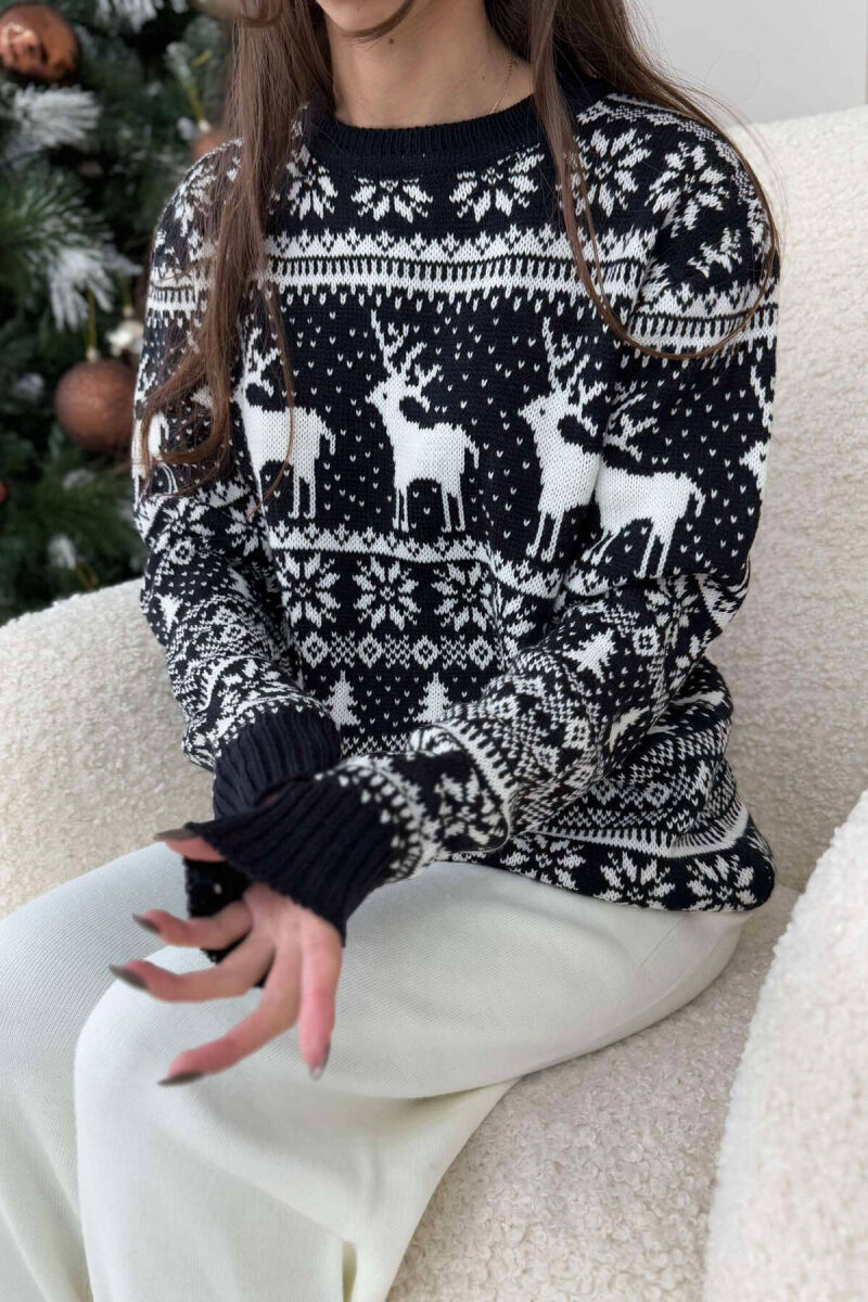 CHRISTMAS DESIGN UNISEX SWEATER DARK BLUE/BEE - 2