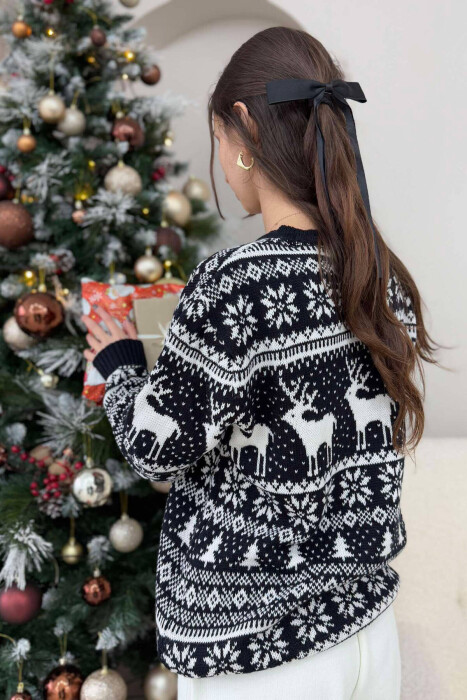 CHRISTMAS DESIGN UNISEX SWEATER DARK BLUE/BEE - 3