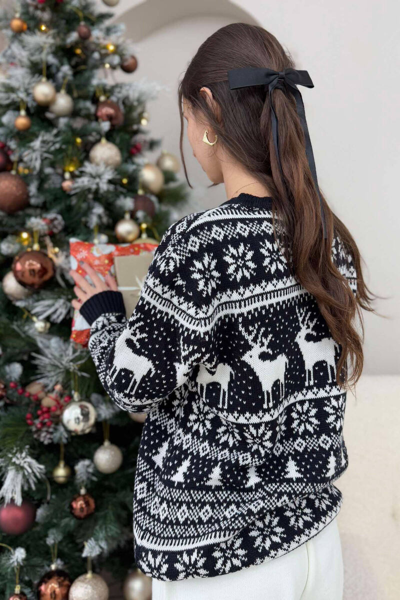 CHRISTMAS DESIGN UNISEX SWEATER DARK BLUE/BEE - 3