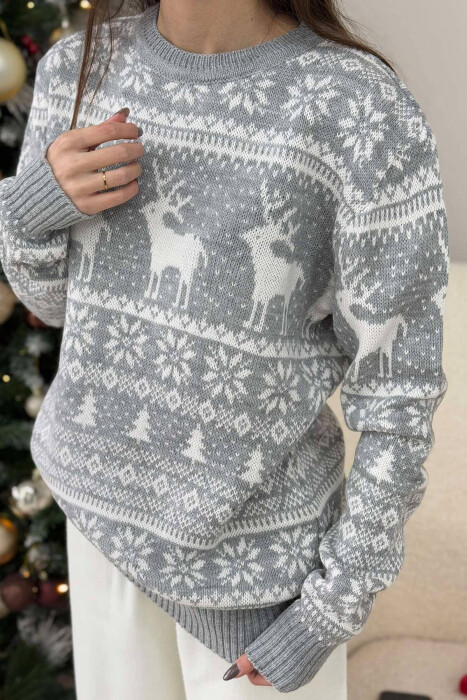 CHRISTMAS DESIGN UNISEX SWEATER GREY/GRI - 1