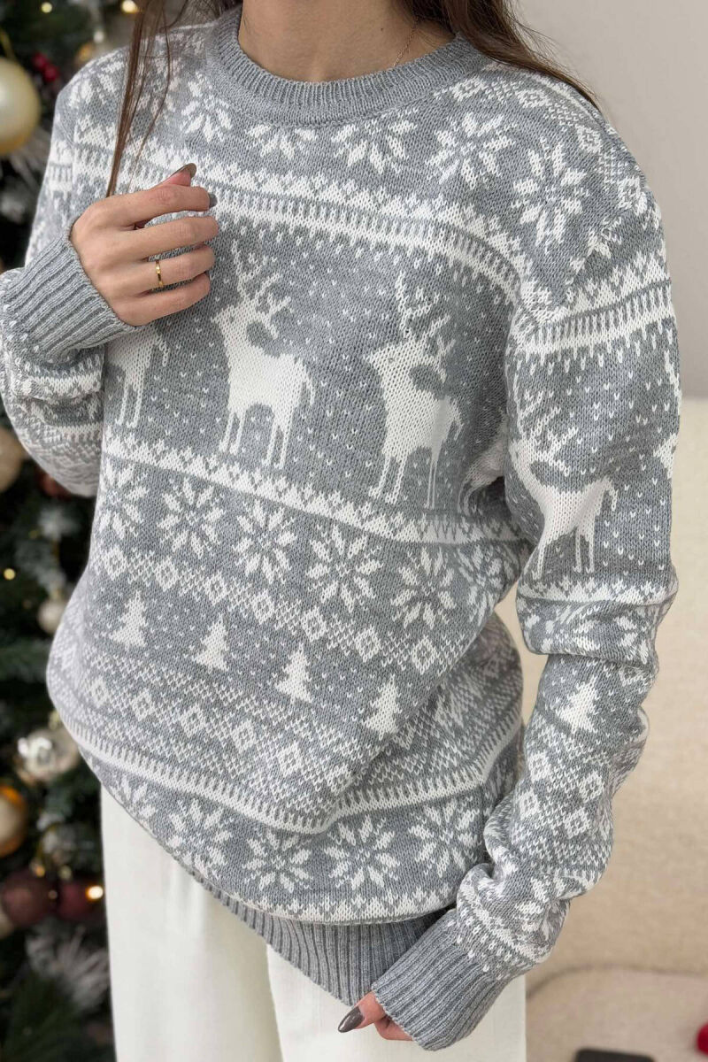 CHRISTMAS DESIGN UNISEX SWEATER GREY/GRI - 1