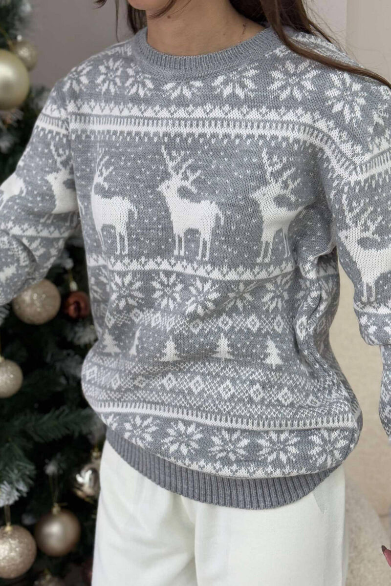 CHRISTMAS DESIGN UNISEX SWEATER GREY/GRI - 3