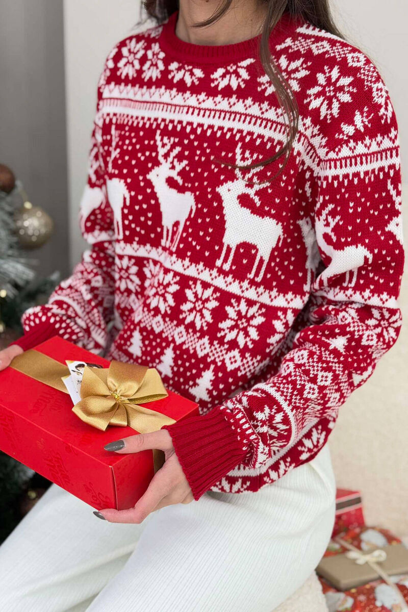 CHRISTMAS DESIGN UNISEX SWEATER RED/E KUQE - 3