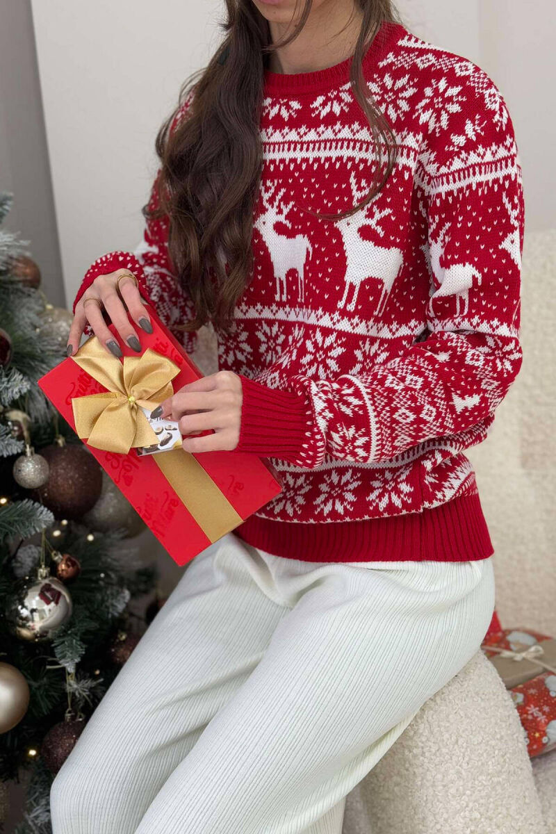 CHRISTMAS DESIGN UNISEX SWEATER RED/E KUQE - 4