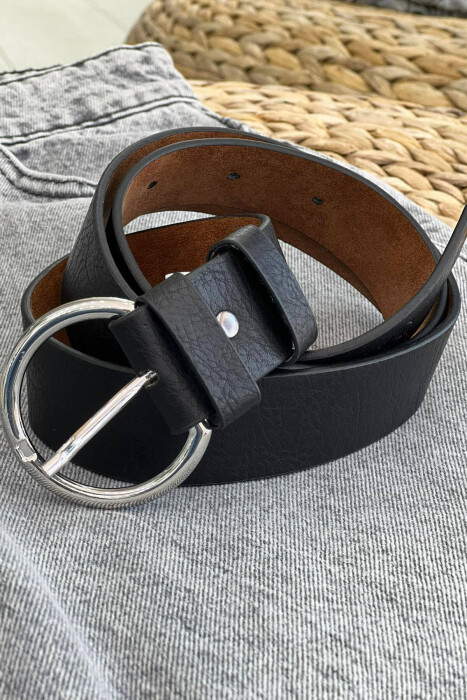 CIRCLE BUCKLE WOMEN BELT BLACK/ E ZEZE - 2