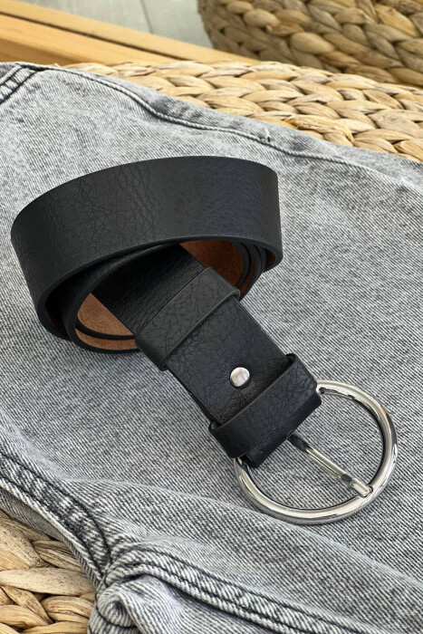 CIRCLE BUCKLE WOMEN BELT BLACK/ E ZEZE - KLAUDIO FASHION
