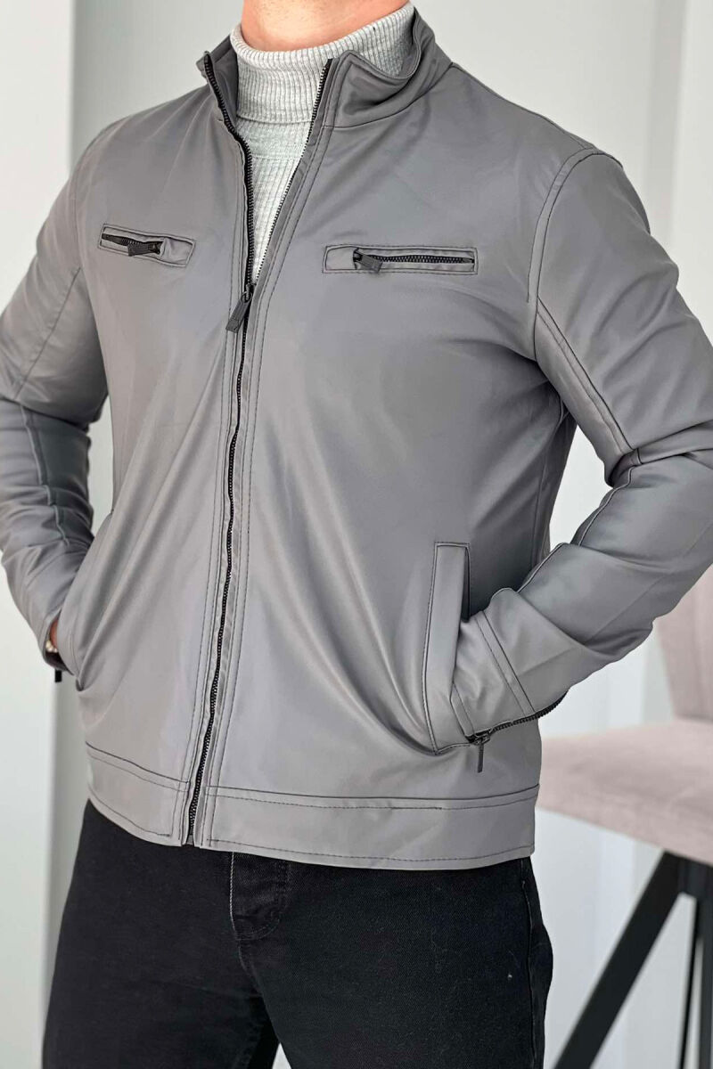 CLASSIC BIKER MEN JACKET GREY/GRI - 1