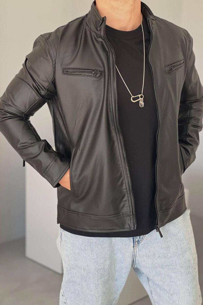 CLASSIC BIKER MEN JACKET IN BLACK COLOR - 1