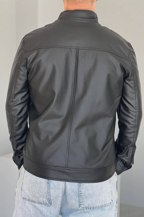 CLASSIC BIKER MEN JACKET IN BLACK COLOR - 2