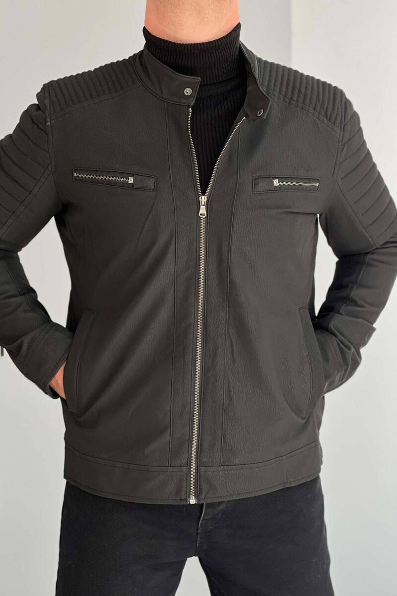 CLASSIC BIKER MEN JACKET IN BLACK COLOR - 1