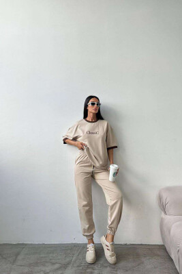 CLASSIC ONE COLOR JOGGERS+T-SHIRT WOMEN SET BEIGE/BEZHE 