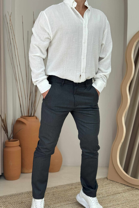 CLASSIC ONE COLOR SIMPLE MEN PANTS DARK GREY/GEE - KLAUDIO FASHION