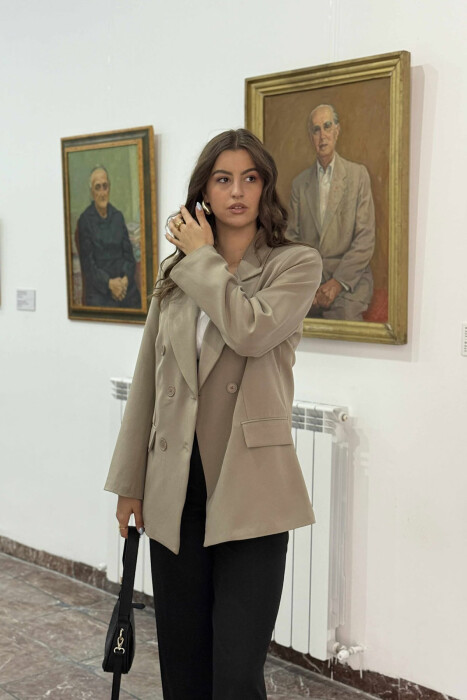 CLASSIC SIMPLE ONE COLOR WOMEN JACKET KHAKI / KAKI - 1