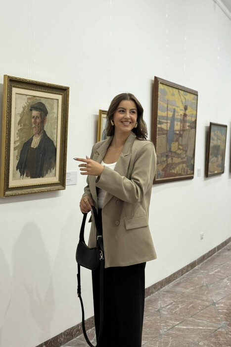 CLASSIC SIMPLE ONE COLOR WOMEN JACKET KHAKI / KAKI - 3