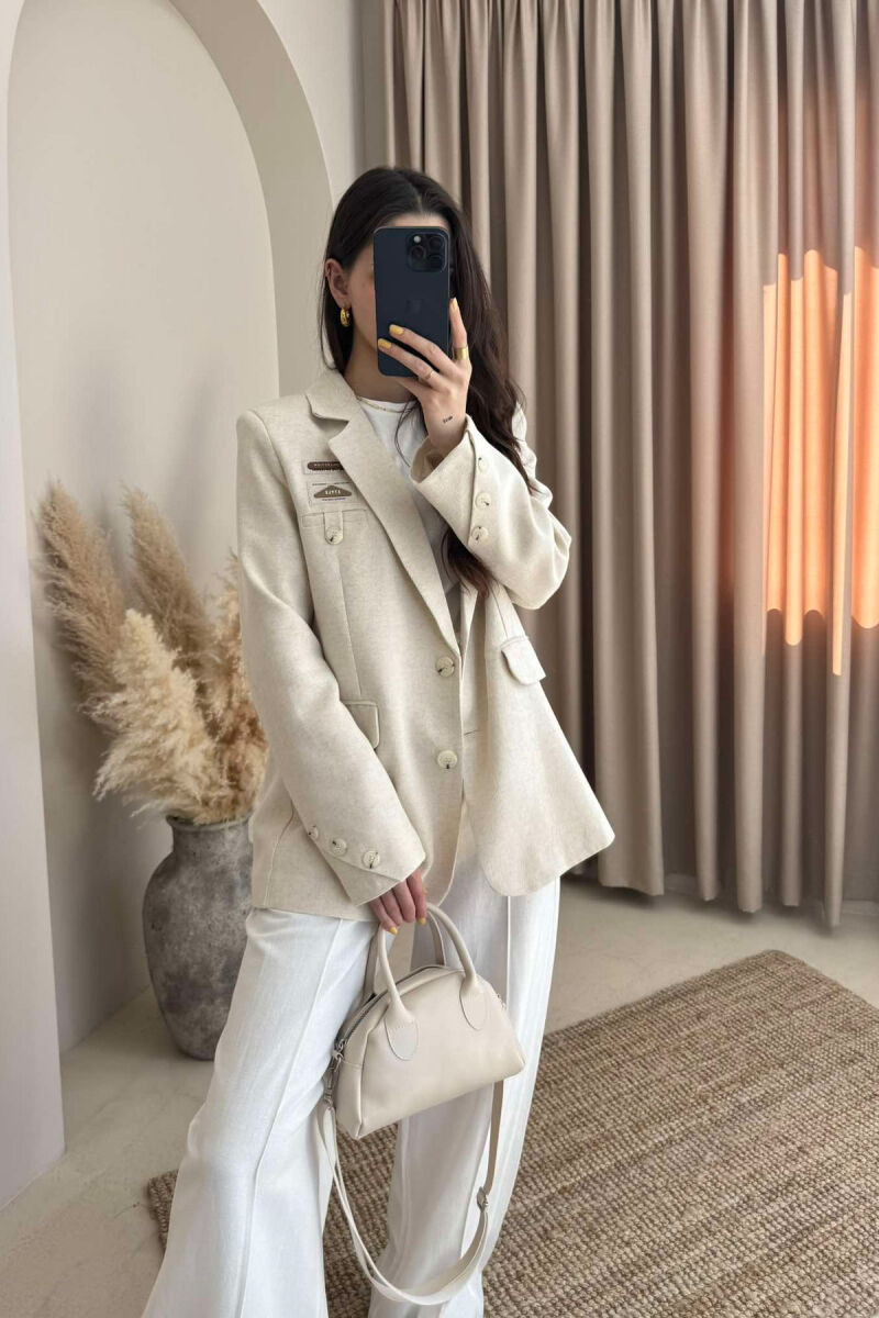 CLASSIC SIMPLE WOMEN JACKET CREAM/KREM - 1