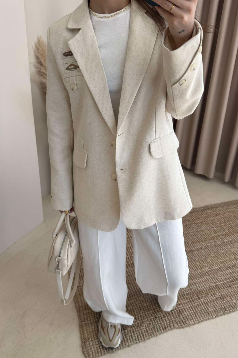 CLASSIC SIMPLE WOMEN JACKET CREAM/KREM - 3