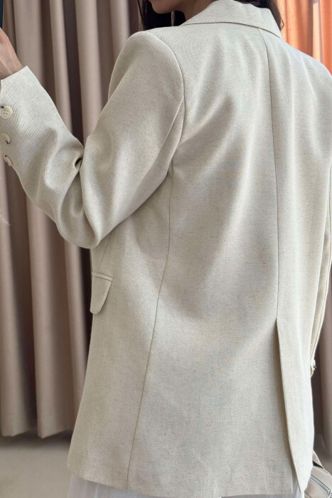 CLASSIC SIMPLE WOMEN JACKET CREAM/KREM - 4
