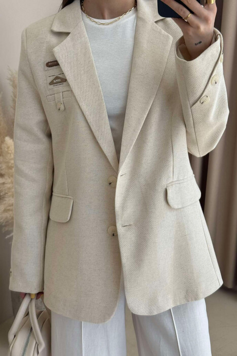 CLASSIC SIMPLE WOMEN JACKET CREAM/KREM - 6