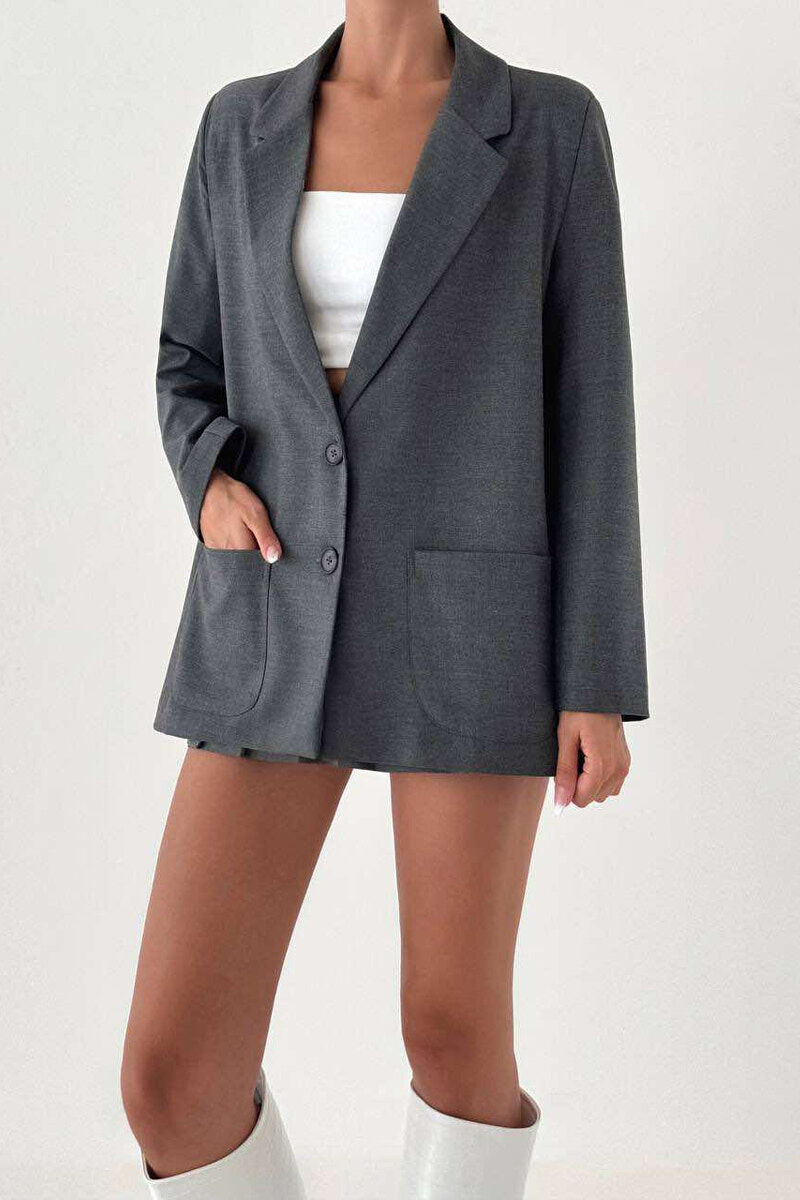 CLASSIC WOMEN JACKET IN DARK GREY COLOR - 6