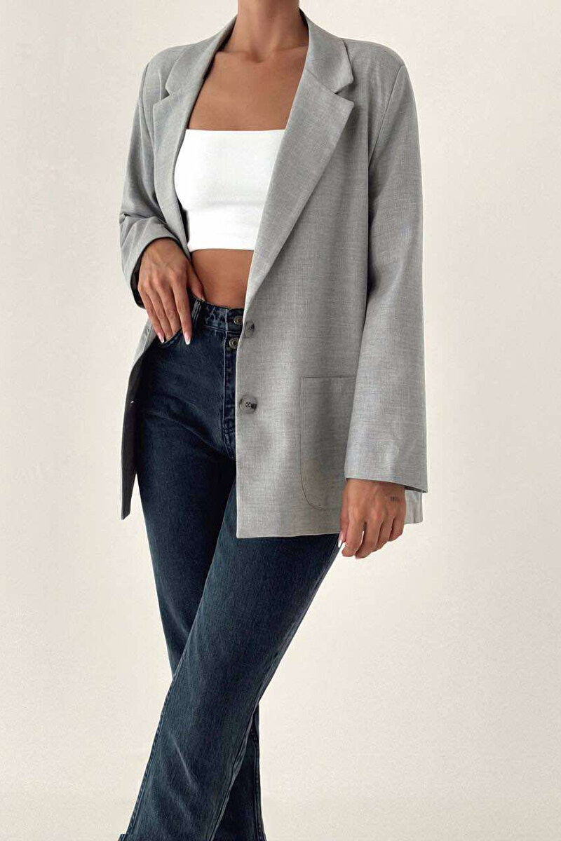 CLASSIC WOMEN JACKET IN LIGHT GREY COLOR - 6