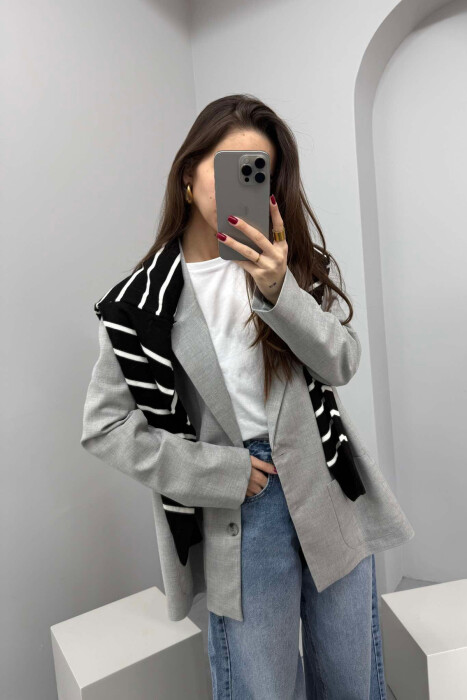 CLASSIC WOMEN JACKET IN LIGHT GREY COLOR - 2