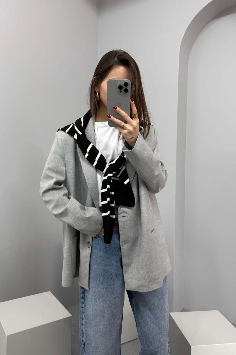 CLASSIC WOMEN JACKET IN LIGHT GREY COLOR - 4