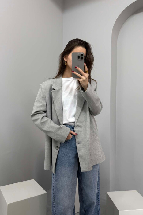 CLASSIC WOMEN JACKET IN LIGHT GREY COLOR - 5