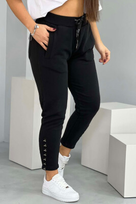 CLIP DETAILS ONE COLOR WOMEN SWEATPANTS BLACK/ E ZEZE 