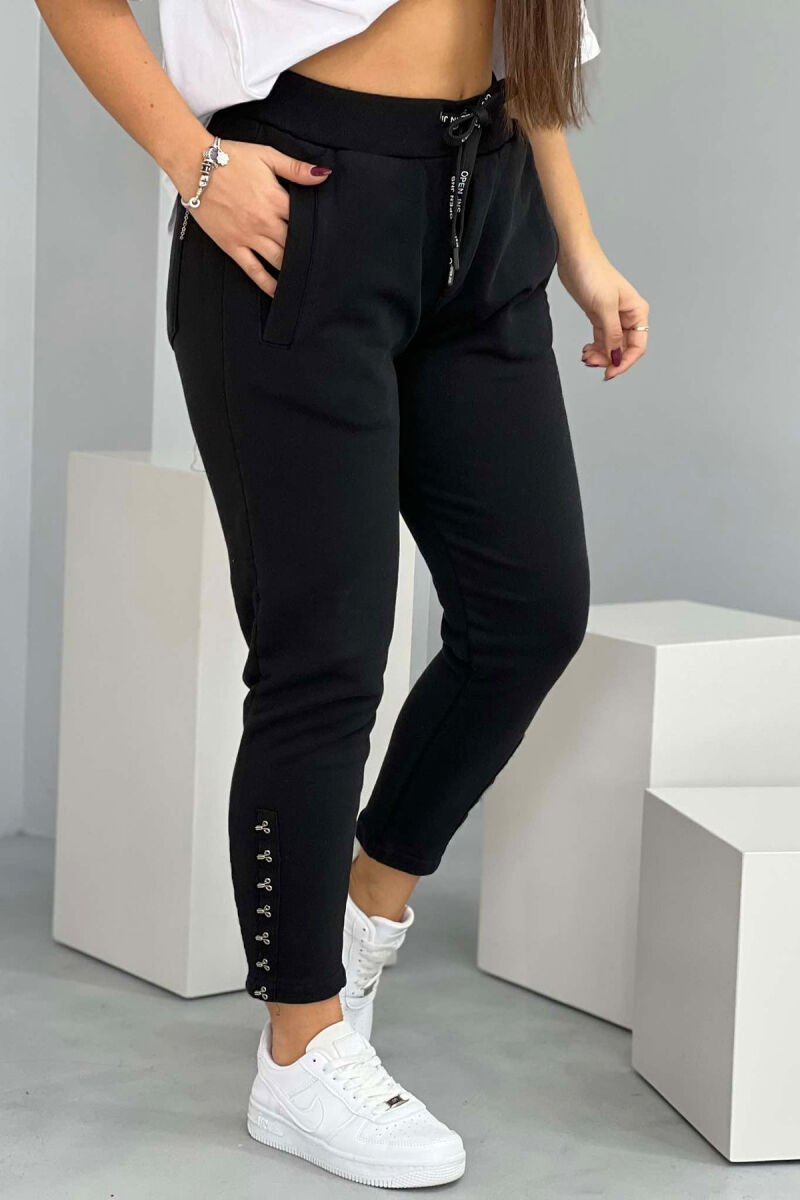 CLIP DETAILS ONE COLOR WOMEN SWEATPANTS BLACK/ E ZEZE - 1