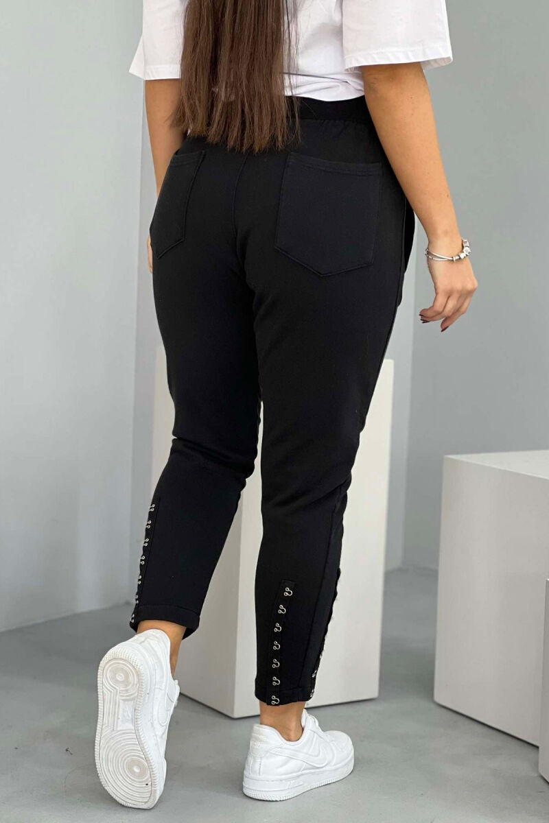 CLIP DETAILS ONE COLOR WOMEN SWEATPANTS BLACK/ E ZEZE - 3